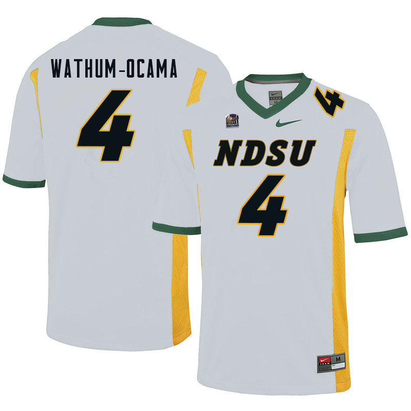Men #4 Jenaro Wathum-Ocama North Dakota State Bison College Football Jerseys Sale-White